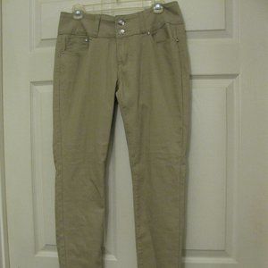 Saza Jeans Juniors 13 NWT Tan Beige Stretch Bling Buttons Tapered Leg 30" Inseam